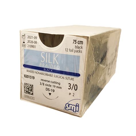 Smi Sterile Non Absorbable Silk Braided Suture 3 0 With 19mm Needle 12pk Lavadent Online