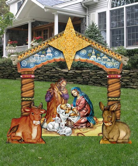 Outdoor Christmas Decorations Nativity Nativity Set Wooden Etsy