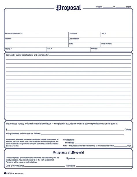Printable blank bid proposal forms forms sample. Free Print Contractor Proposal Forms Construction Proposal ...