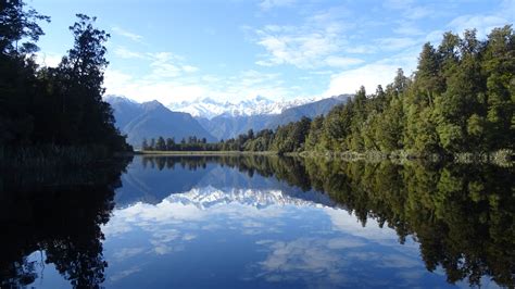 Body Of Water Landscape Lake Snowy Peak New Zealand Hd Wallpaper
