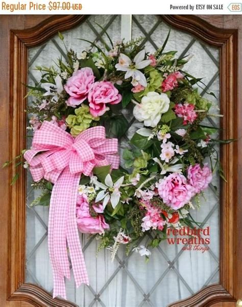 Spring Wreath Summer Wreath Spring Silk Wreath Pink And Etsy
