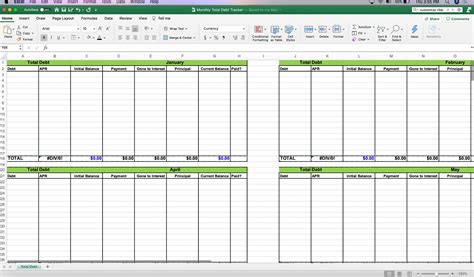 Monthly Debt Tracker Excel Sheet Etsy