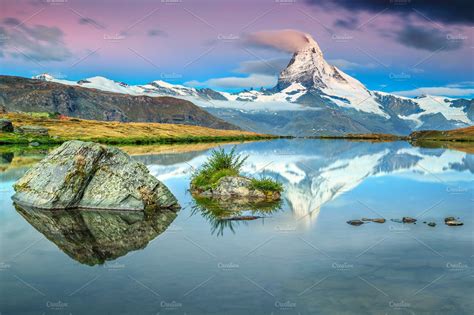 Matterhorn Peak And Stellisee Lake High Quality Nature Stock Photos