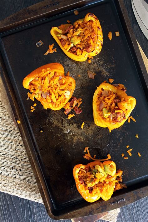 Chorizo Avocado And Butternut Squash Rice Stuffed Peppers Inspiralized