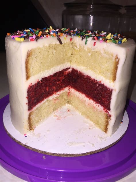 In fact, the original red velvet cake got its name because the buttermilk and the vinegar naturally bring out the red undertones in the cocoa powder, giving the cake a red tint. Vanilla and red velvet cake | Cake, Custom cakes, Velvet cake