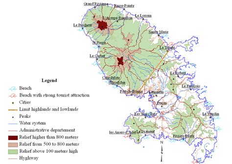 Geography Of Martinique Island The Yellow Line Indicates The Limit