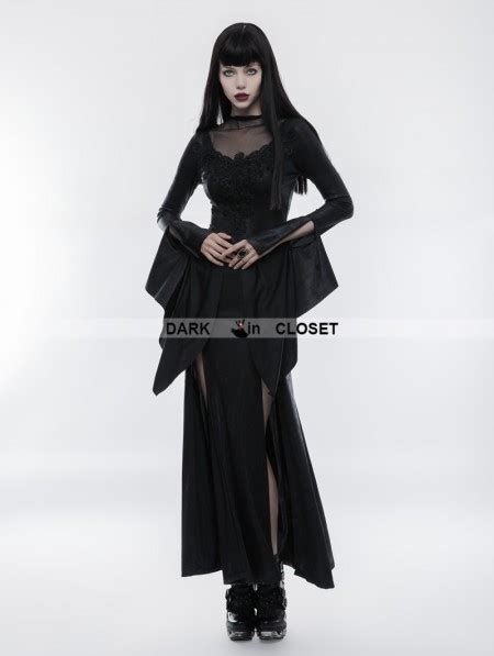 Punk Rave Black Gothic Gorgeous Lace Split Dress