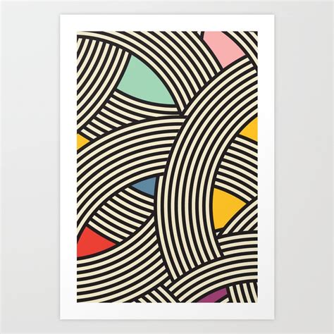 Modern Scandinavian Multi Colour Color Curve Graphic Art Print By