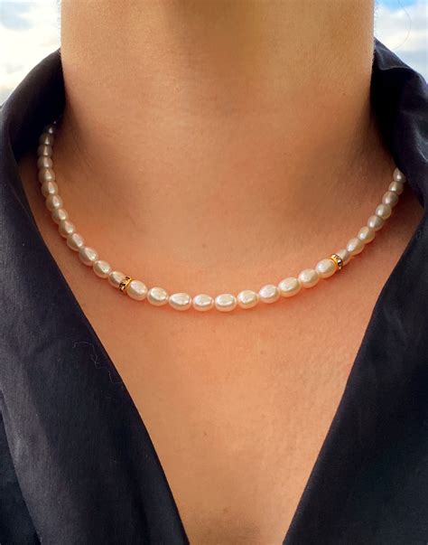 Freshwater Pearl Necklace Luxurious Handmade Jewelry Round Etsy