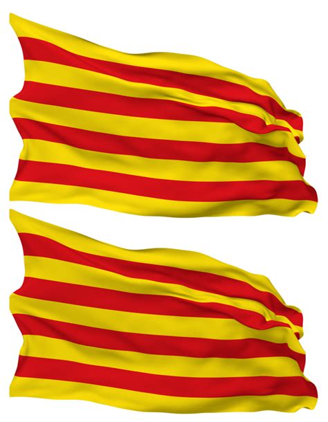 Cataluña Senyera Bandera Olas Aislado En Llanura Y Bache Textura Con
