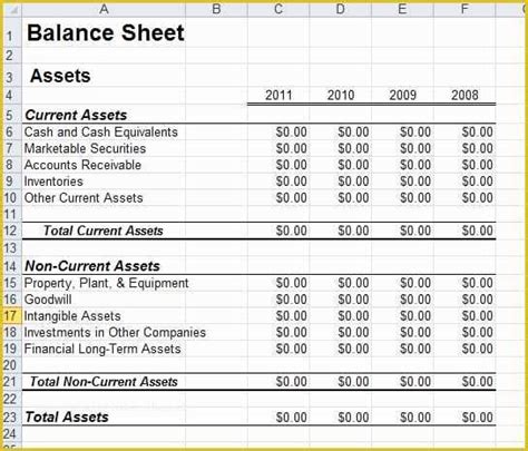 48 Personal Balance Sheet Template Excel Free Download