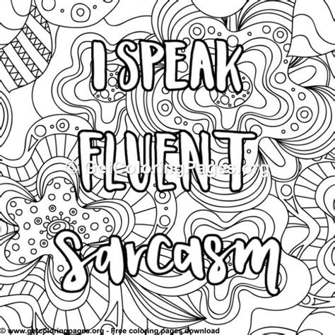 Funny Lettering – I Speak Fluent Sarcasm Coloring Pages