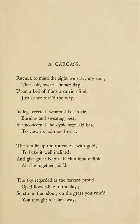 Charles Baudelaire S Poem A Carcass Baudelaire Poems Baudelaire Quotes