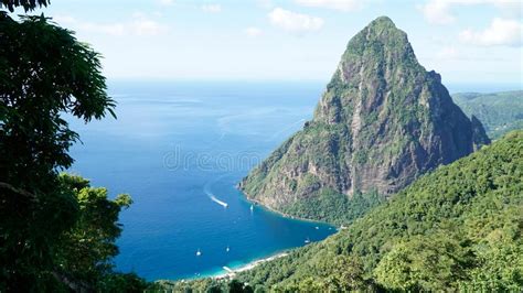 The Piton Mountains On The Tropical Caribbean Island Saint Lucia Stock