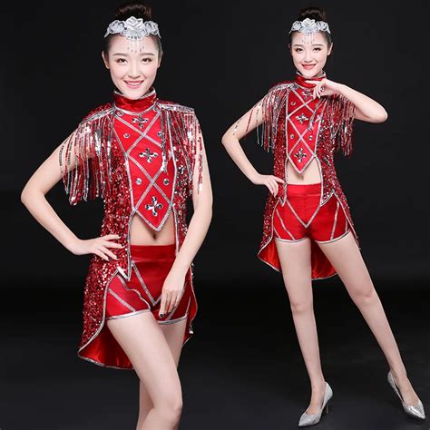 new modern dance costume jazz dance costume tassel fashion adult sequins stage female singer