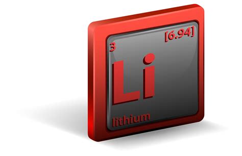 When cut, it exhibits a metallic. Lithium chemical element. Chemical symbol with atomic ...