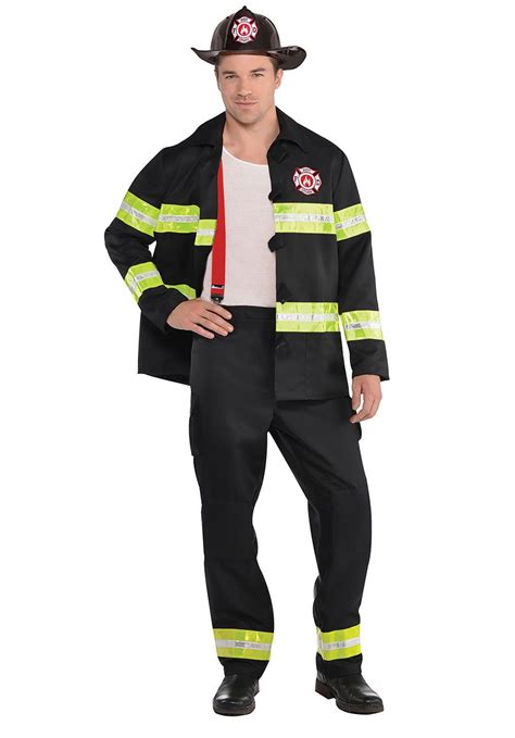 men s fancy dress mens adult fireman fire fighter uniform fancy dress costume halloween outfit