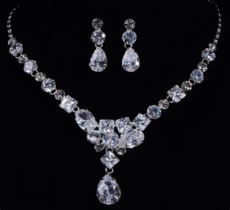 tradesy diamond necklace and earring women jewelry set 18k gold jewelry women s jewelry sets