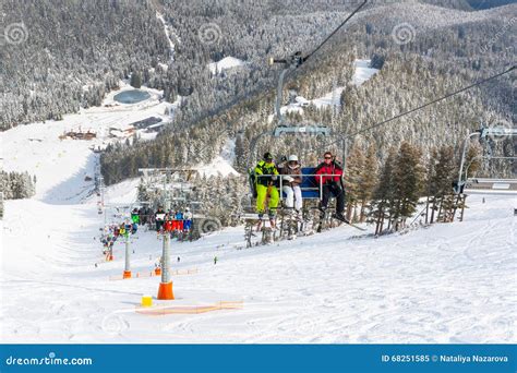 Ski Resort Bansko Bulgaria Aerial View Skiers On Lift Editorial Image Image Of Bunderishka