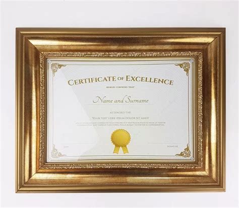 Moldura P Certificado Diploma A4 Dourada Vidro Luxo Elo7