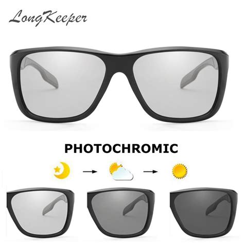 Longkeeper Square Photochromic Sunglasses Men Hd Polarized Black Frame Sunglasses Women Uv400
