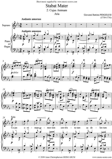 Pergolesi Stabat Mater 02 Cujus Animam Soprano Solo Classical Sheet Music