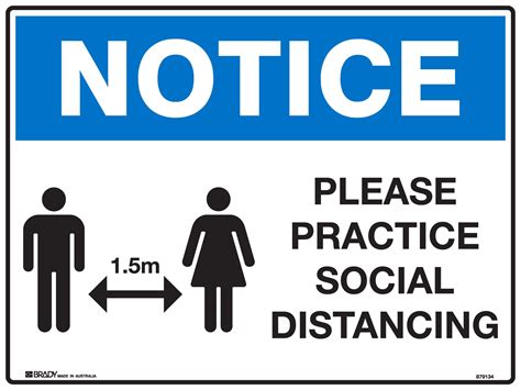 Notice Please Practice Social Distancing 15m Sign 250mm X 180mm