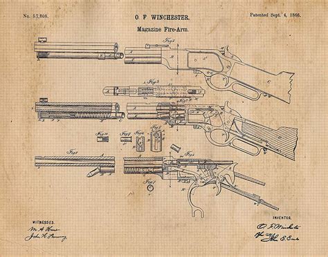 Vintage Winchester Rifle Patent Print 1 Unframed Photos Wall Etsy