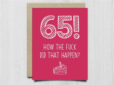 Funny 65th Birthday Card For Mom Dad Aunt Uncle Sister Etsy Norway