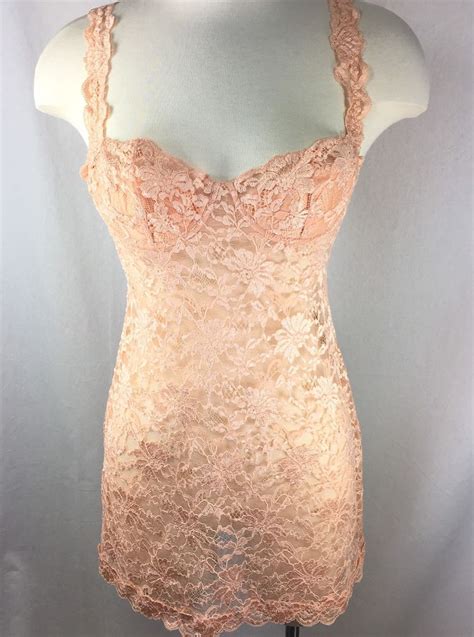 La Perla Peach Sheer Lace Underwire Bra Cup Chemise Slip Nightgown Size