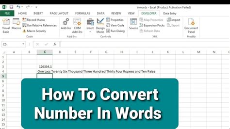 Spell Number In Excel Convert Number In Wording How To Convert Number