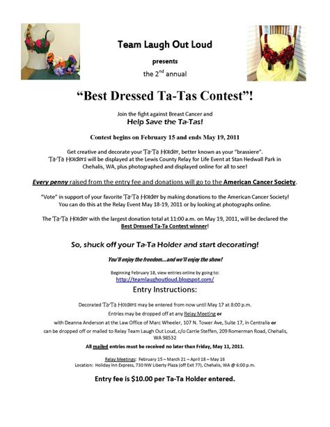 Best Dressed Ta Ta Holder Contest Contest Flyer