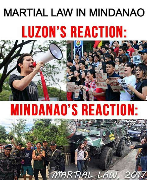 philippines upper part luzon of the country complaining abput martial law in the lower part