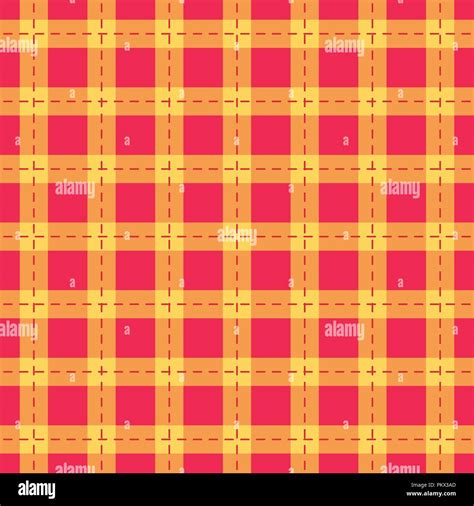 Seamless Pattern Check Plaid Fabric Texture Red With Orange Color