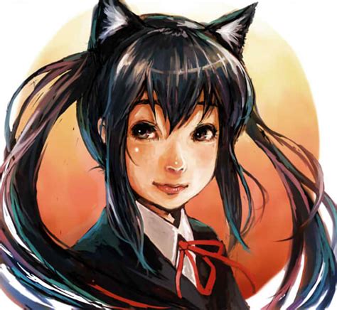 Safebooru Black Hair Brown Eyes Cat Ears Deliciosa K On Long Hair Nakano Azusa Realistic