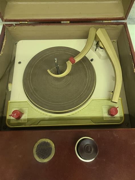 Vintage Portable Symphonic Record Player Model 1165 Red Leather Case Ebay