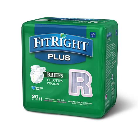 Medline Fitright Plus Adult Disposable Briefs Regular 20 Count