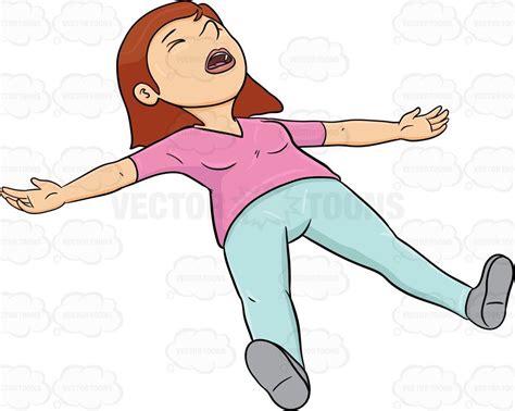 A Woman Lying On The Floor After Fainting Cartoon Clipart