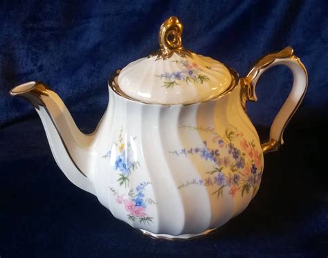 Vintage Teapot Tea Pot Sadler Teapot Swirl Teapot Flowers Etsy Tea