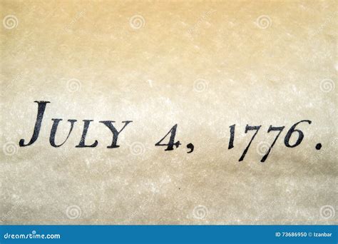 Declaration Of Independence 4th July 1776 Close Up Stock Photo Image