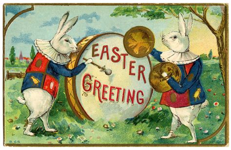 Easter Image Fancy Rabbits With Drum The Graphics Fairy