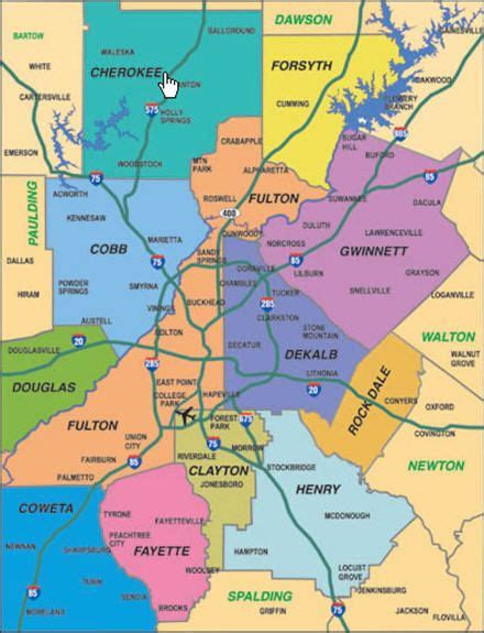 Metro Atlanta Counties Metro Atlanta Atlanta City Georgia Map