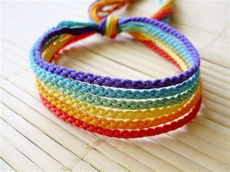 Muted Rainbow Friendship Bracelet Set Six Handmade Bracelets Etsy