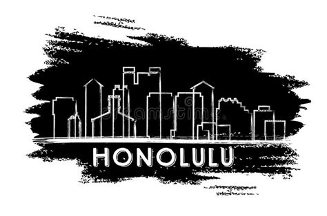 Horizonte De La Silueta De Honolulu Los Eeuu Ciudad Del Vector De