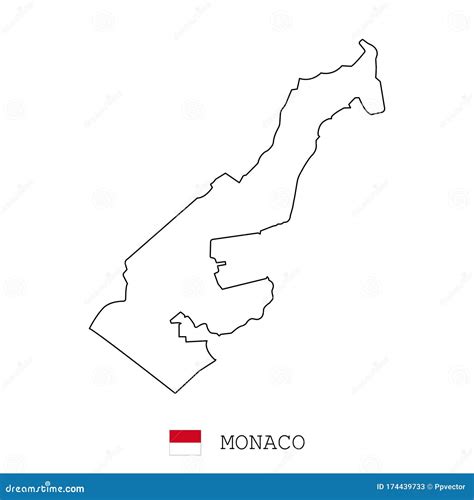 Monaco Map Line Linear Thin Vector Monaco Simple Map Stock Vector