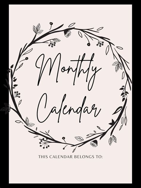 12 Month Calendar Fillable Etsy