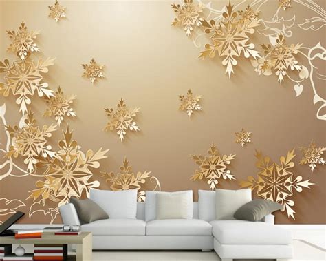 Modern 3d Wallpaper Hd Golden Flower Photo Mural Living