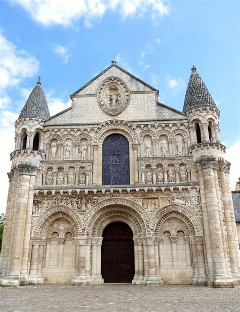 Facade Of Notre Dame La Grande Church In Poitiers Stock Photo Image