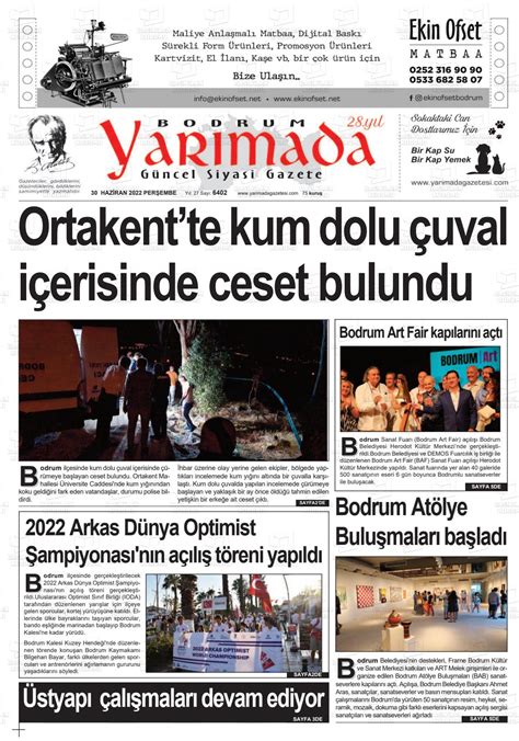 Temmuz Tarihli Bodrum Yarimada Gazete Man Etleri