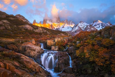 Images South America Patagonia Autumn Nature Mountain Waterfalls